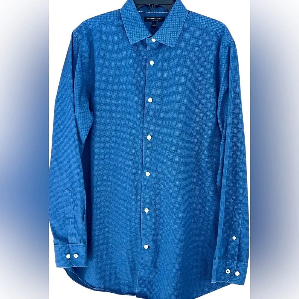 Men’s Banana Republic Vibrant Blue Casual Button Down Shirt Size L